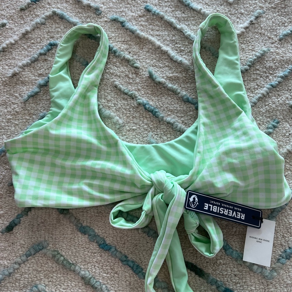 Hollister Green Gingham Bikini Top
